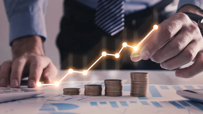 graph trending up with coins